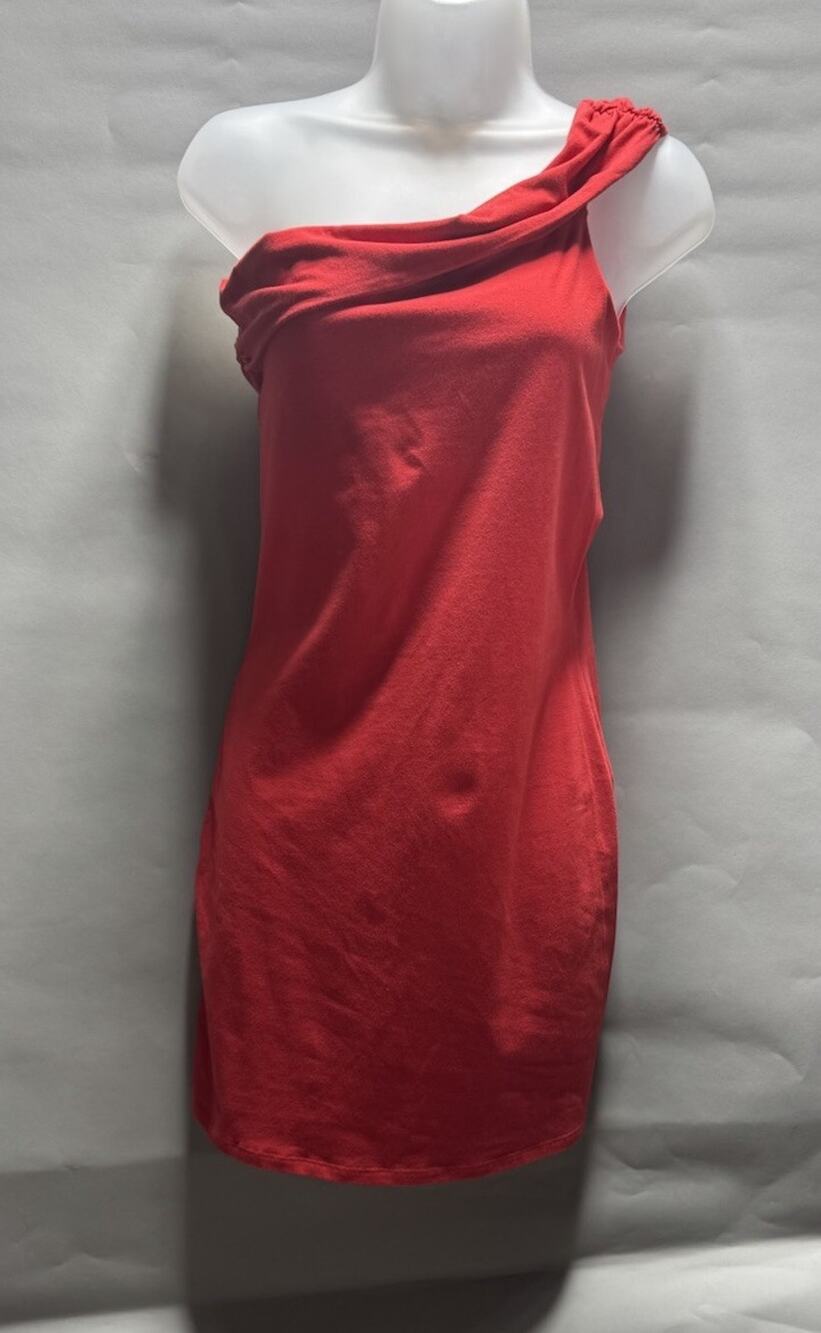 VS Bra Tops Red One Shoulder Bodycon Dress Built-In Bra Stretch Size S